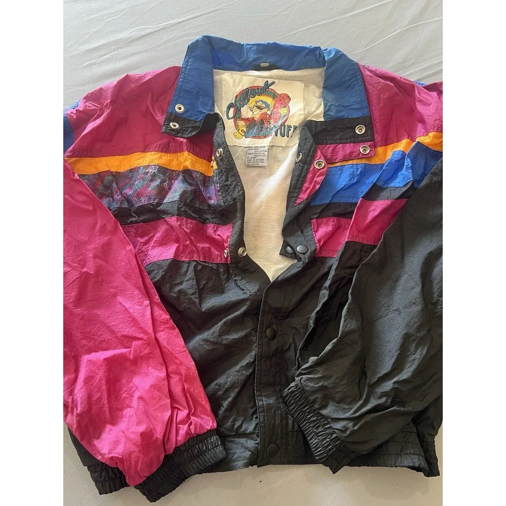 Vintage Chill Out Ruff Stuff Kids Jacket Sweat Black Purple Size‎ XL 18 Nylon